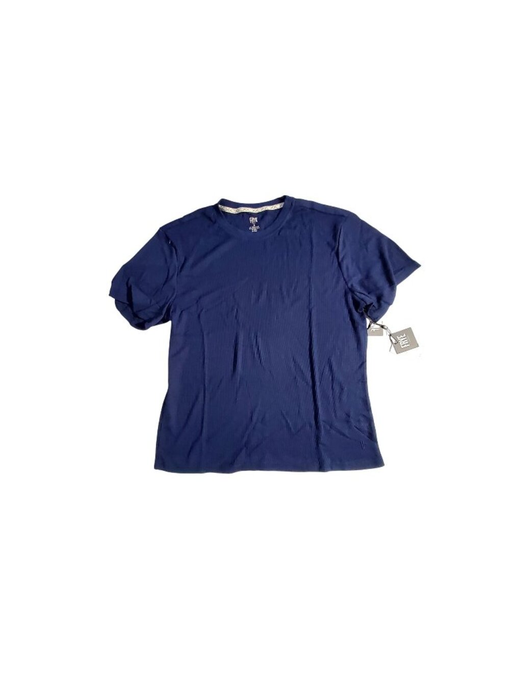 Frye Mens Navy Blue Crew Neck Bamboo Blend T-Shirt Size M Ribbed texture design